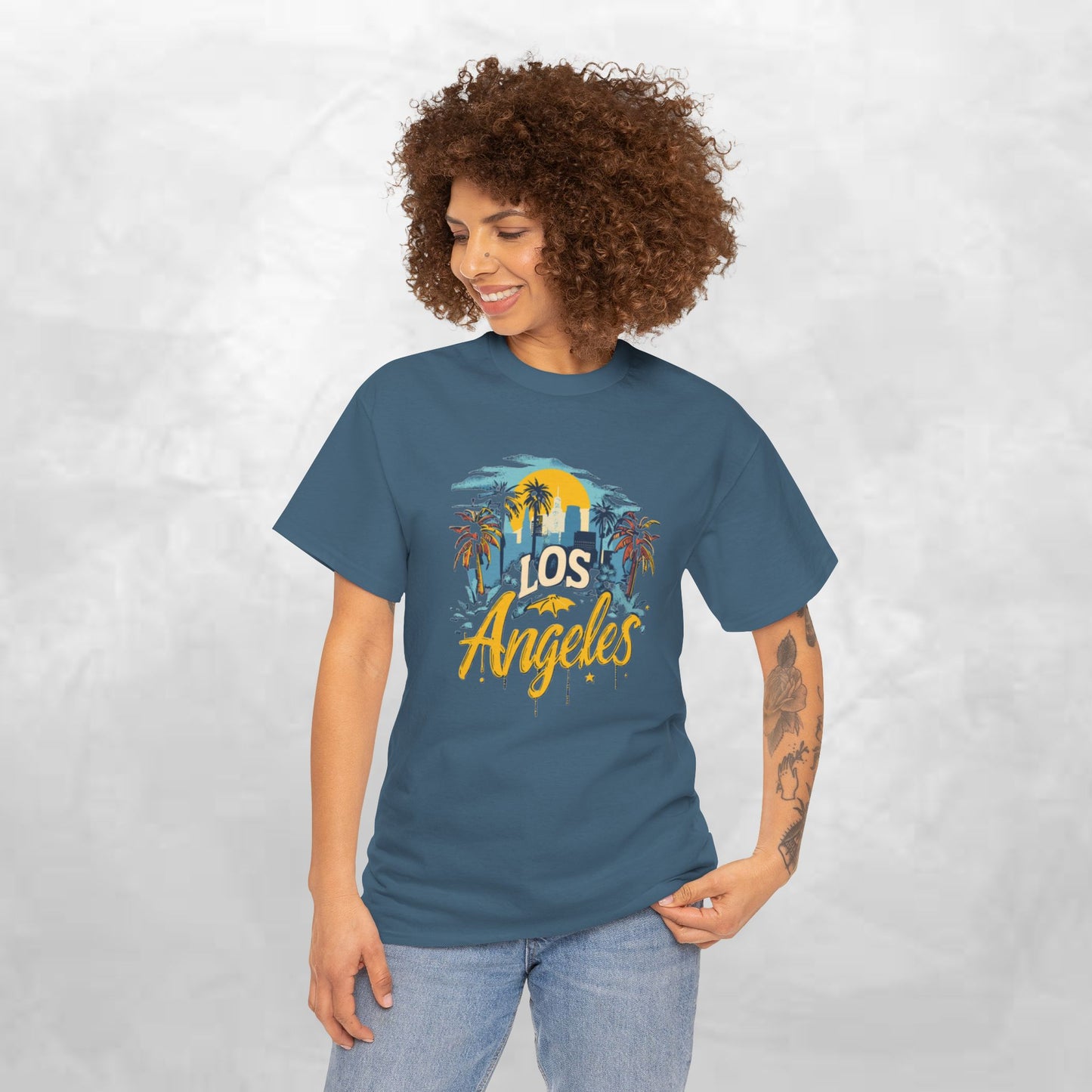 Los Angeles Sunset Unisex Heavy Cotton Tee - Casual Comfortable Streetwear