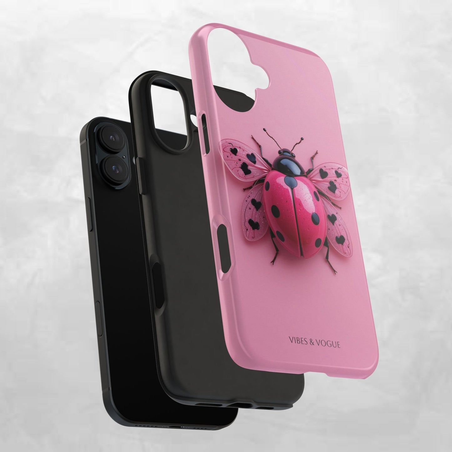 Pink Ladybug Tough Phone Case, Cute Phone Cover, Bug Lover Gift, Durable Smartphone Shell, Protective Tech Accessory