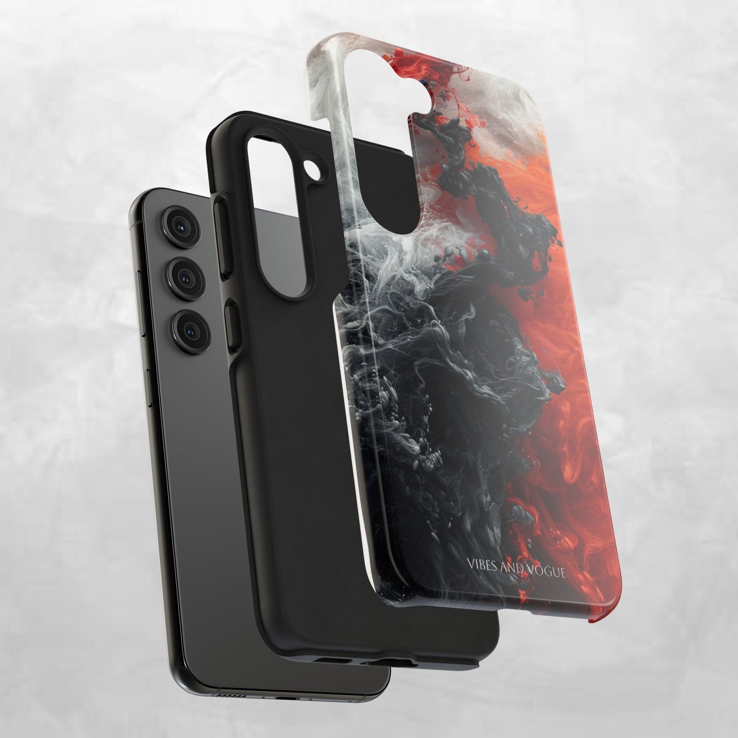 Abstract Red & Black Smoke Tough Phone Case — Vibes and Vogue Protective Cover