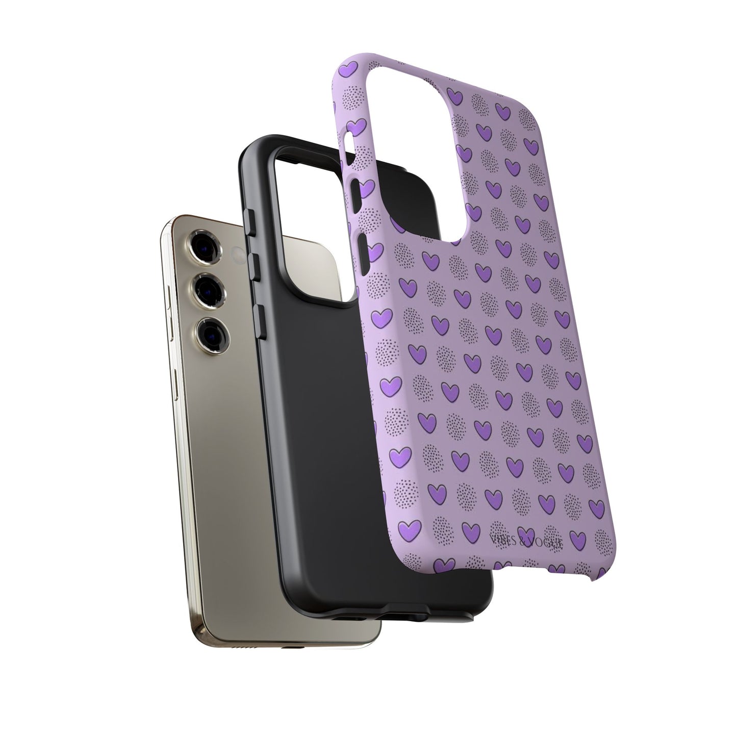 Purple Heart Pattern Phone Case - Tough Cases for a Stylish & Protective Vibe