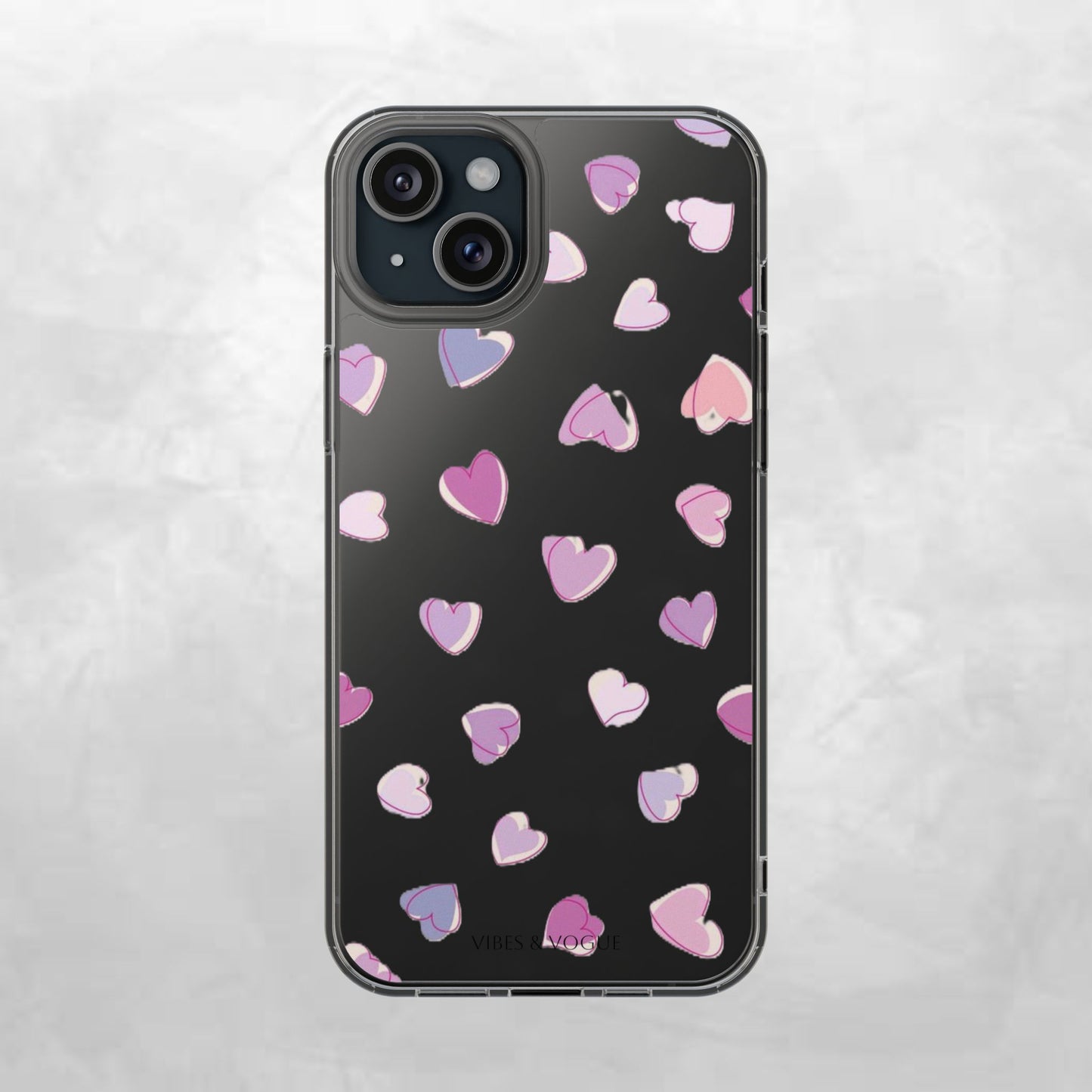 Heart Pattern Clear Case, Cute Phone Cover, Valentine's Day Gift, Trendy Phone Accessory, Love Theme Case