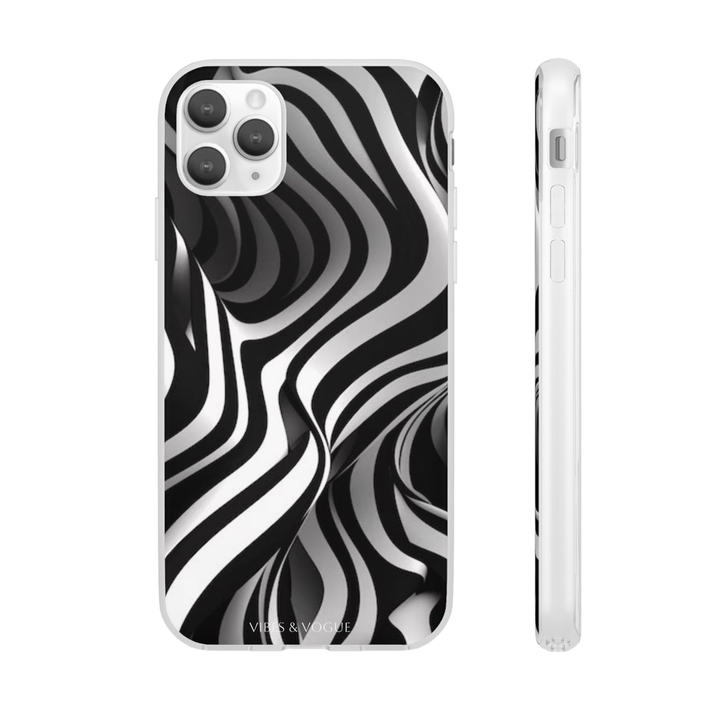 Stylish Phone Cases, Trendy Flexi Cases for iPhone, Black and White Art Case, Gifts for Him/Her, Phone Accessories, Unique Design