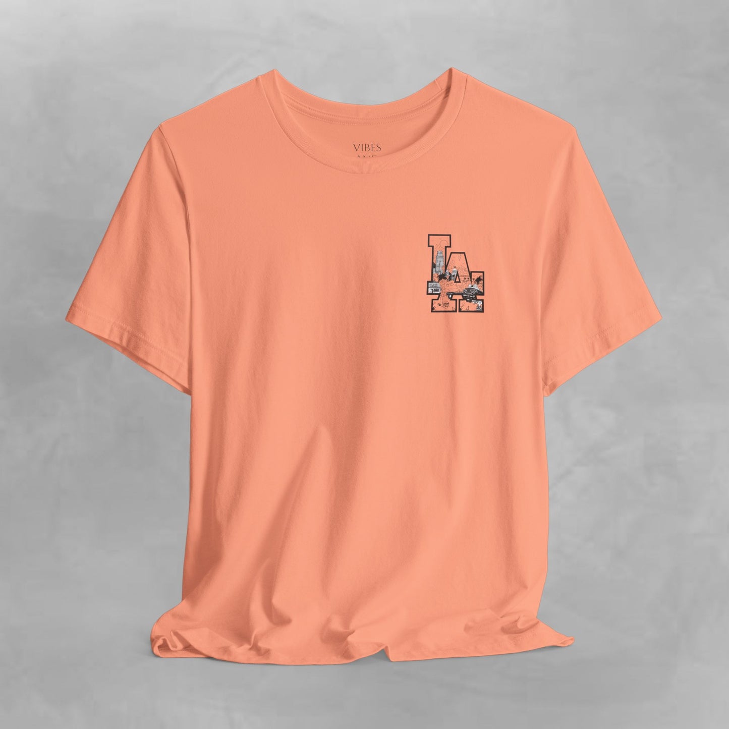 Minimalist Cityscape Pocket Tee — Small Black Line Art Chest Print