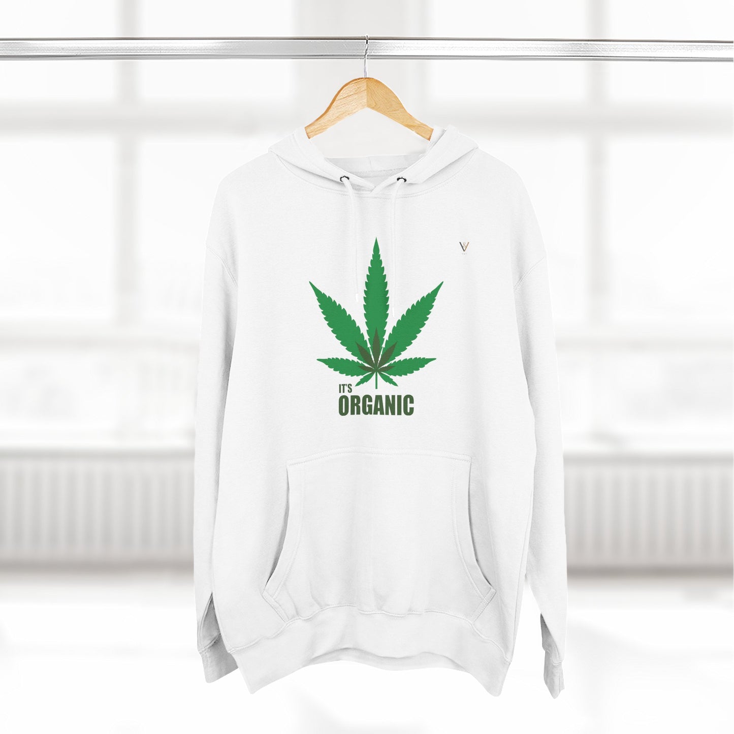 Organic Hemp Leaf Fleece Hoodie - Eco-Friendly Cannabis Apparel