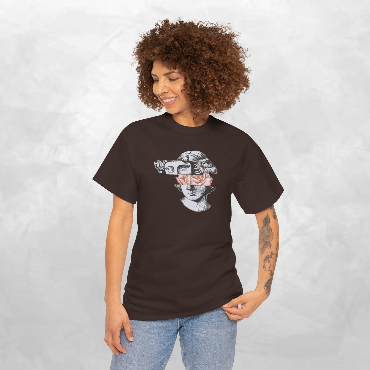 Artistic Unisex Heavy Cotton Tee – Abstract Face Design