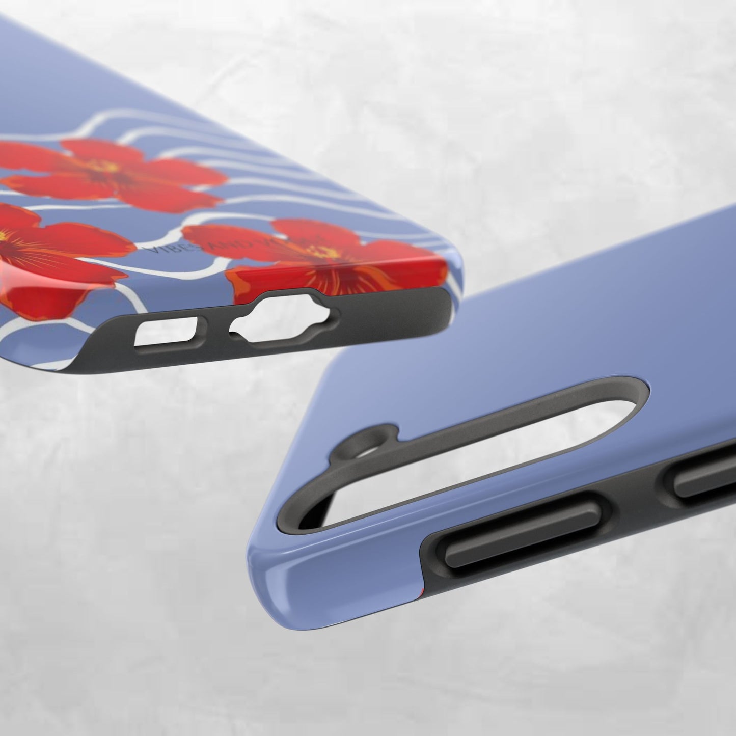 Tough Phone Case — Red Hibiscus Waves (Durable Protective Phone Cover)