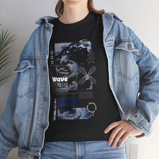 Wave Graphic Tee — Retro Surf Collage T-Shirt