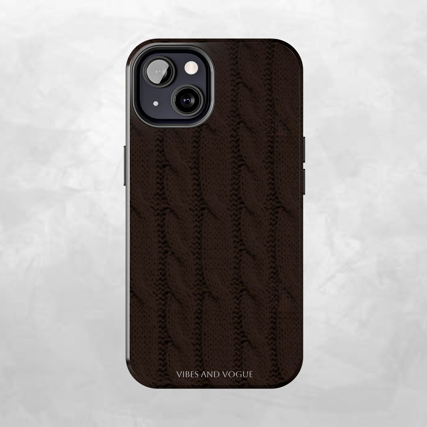 Cable Knit Chocolate Tough Phone Case — Vibes and Vogue Protective Cover