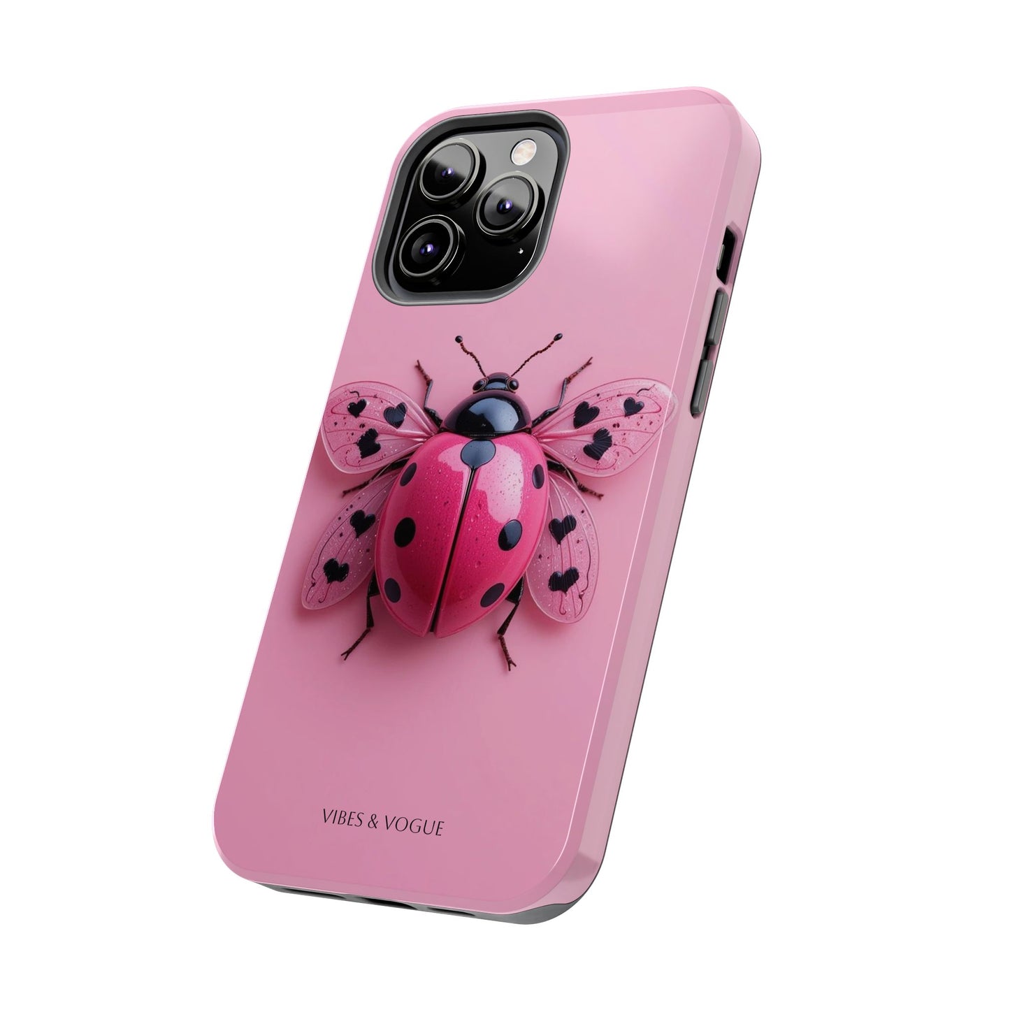 Pink Ladybug Tough Phone Case, Cute Phone Cover, Bug Lover Gift, Durable Smartphone Shell, Protective Tech Accessory