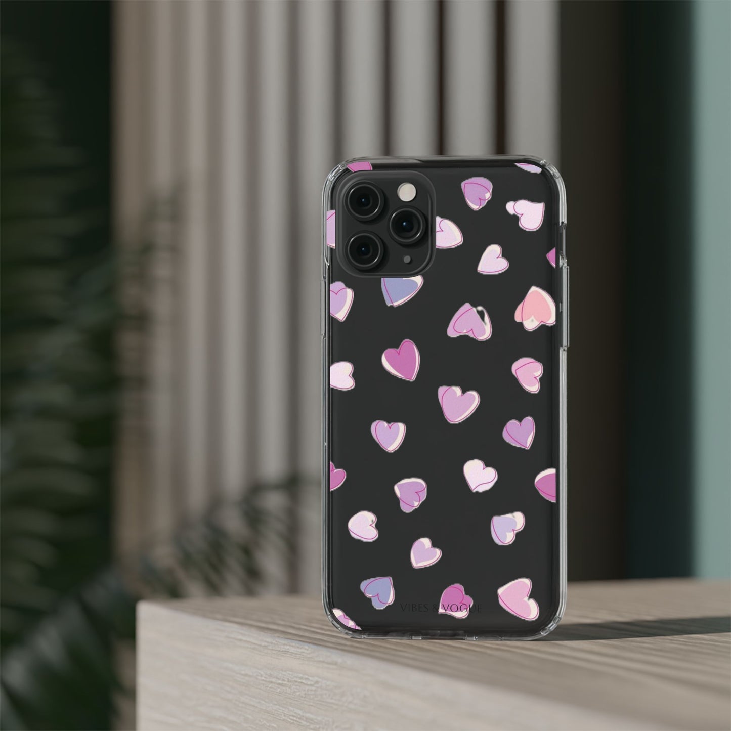 Heart Pattern Clear Case, Cute Phone Cover, Valentine's Day Gift, Trendy Phone Accessory, Love Theme Case