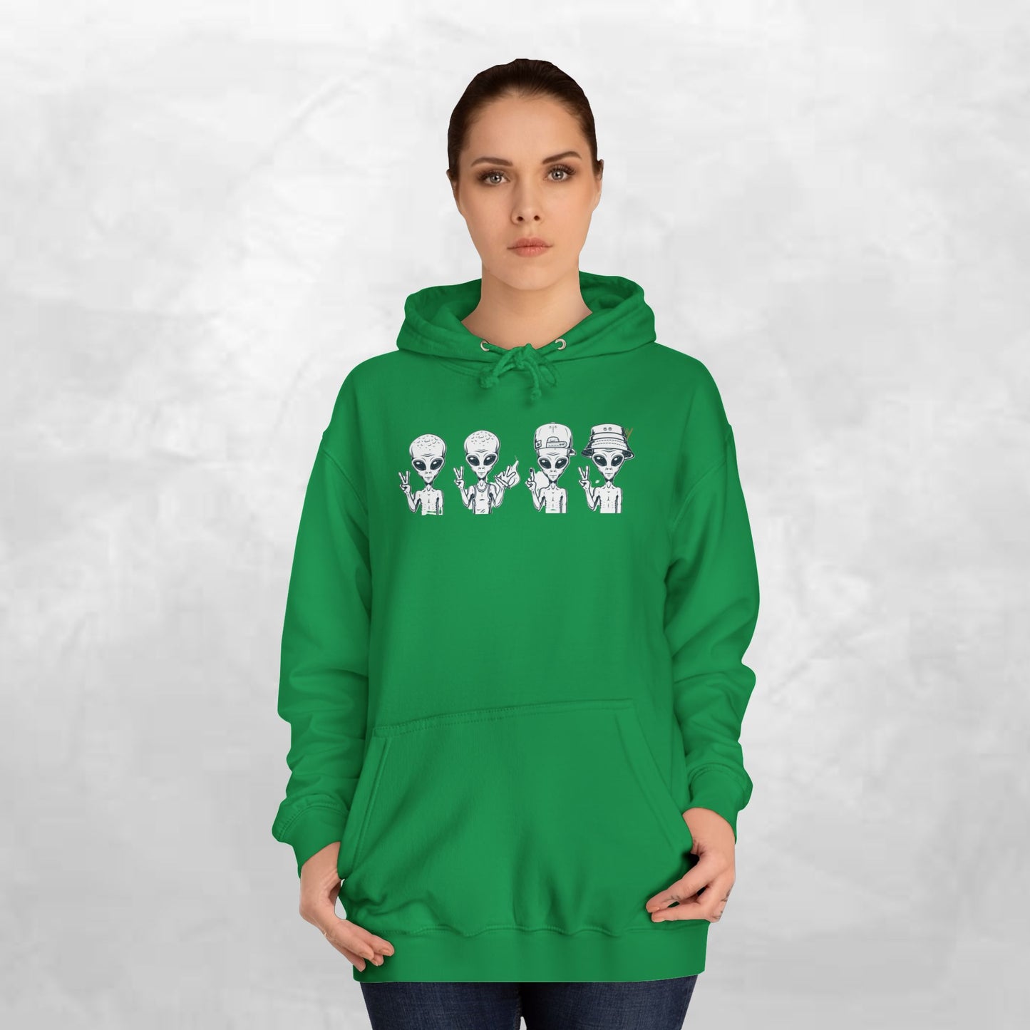 Retro Alien College Hoodie - Unisex Warm Sweatshirt for Campus Style