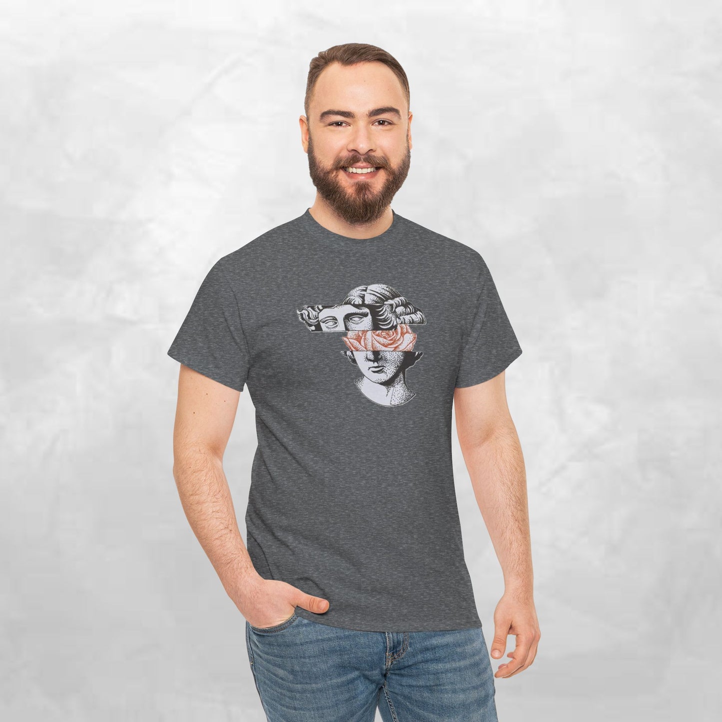 Artistic Unisex Heavy Cotton Tee – Abstract Face Design