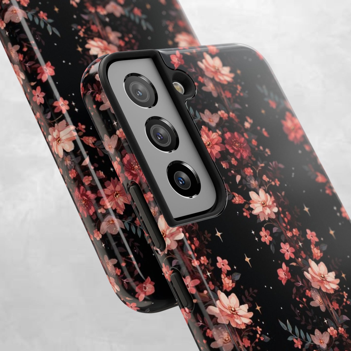 Floral Galaxy Phone Case – Dark Pink Blossom Tough Protective Case