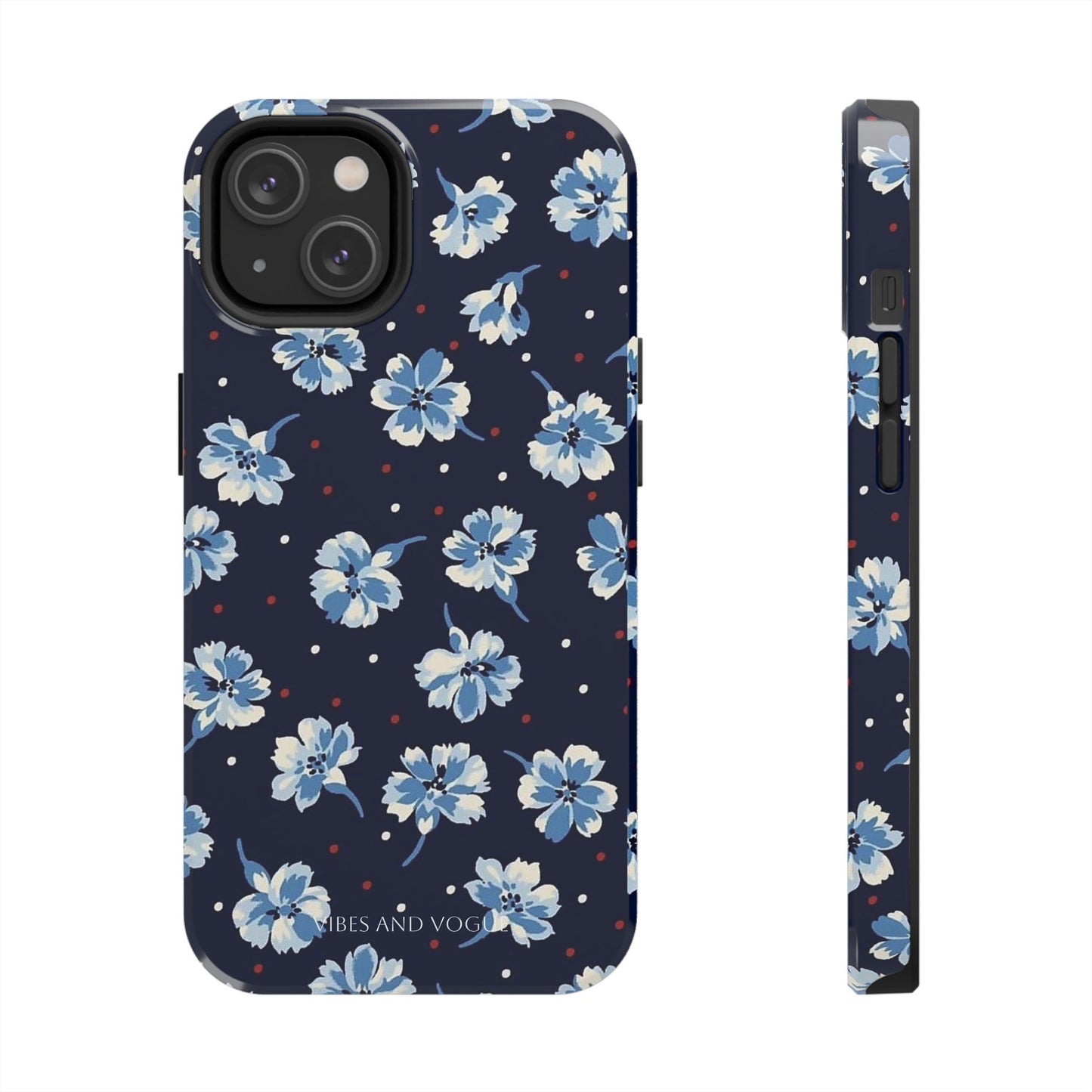 Floral Navy Tough Phone Case — Blue Blossom Protective Phone Cover
