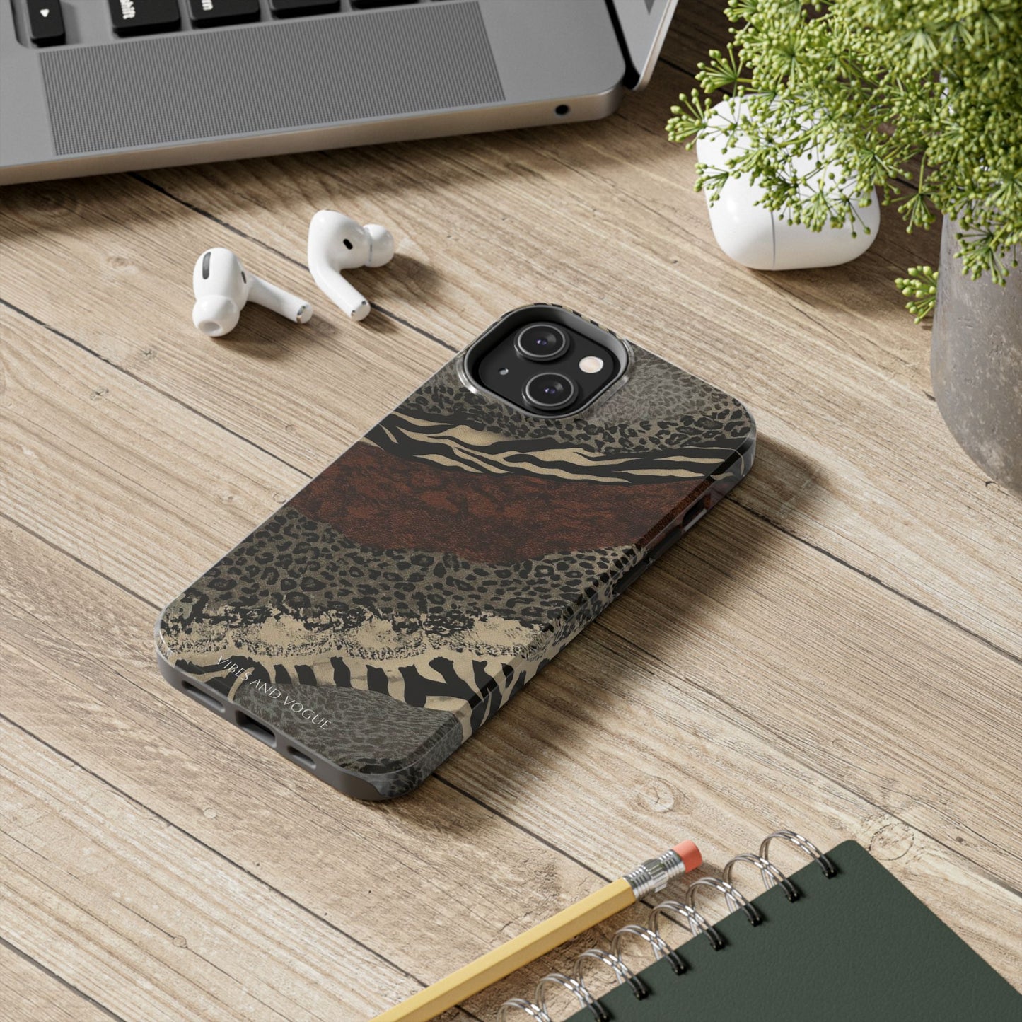 Safari Patchwork Tough Phone Case — Brown Leopard & Zebra Animal Print
