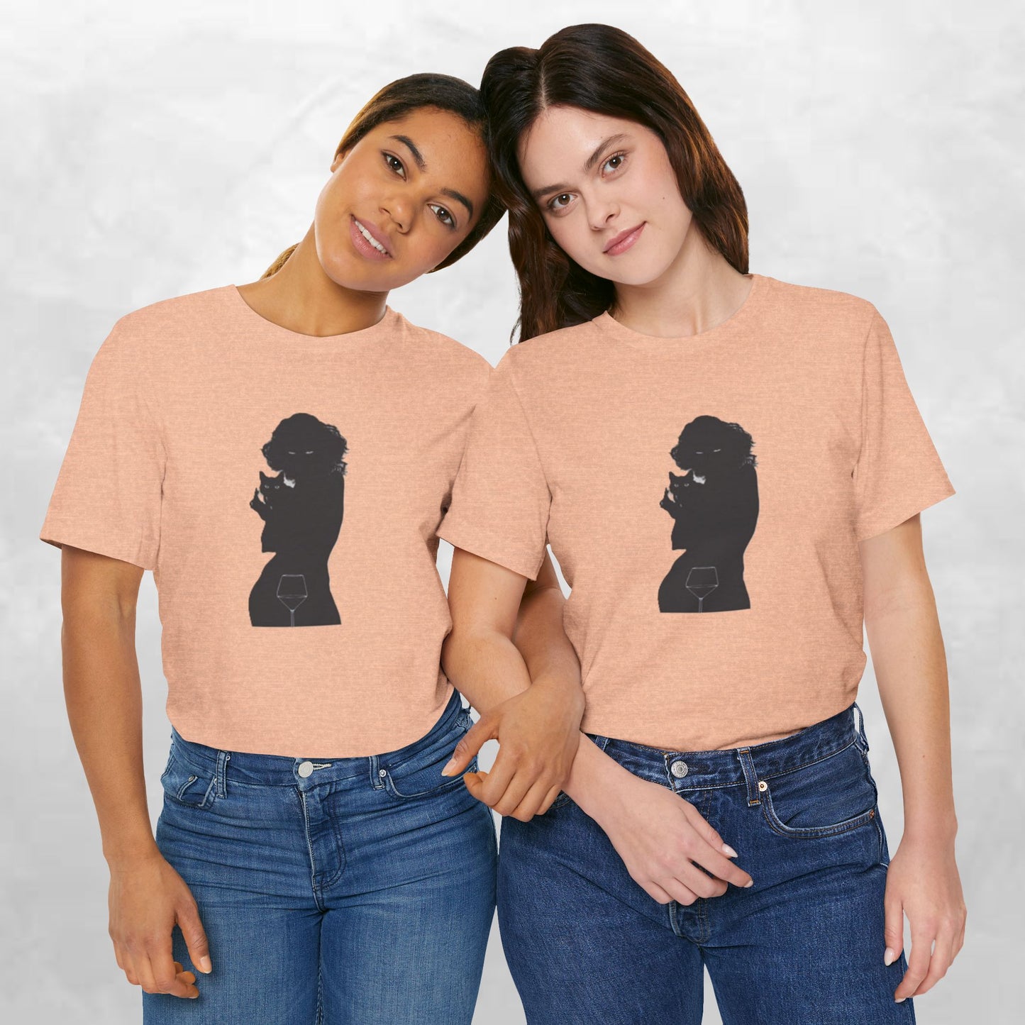 Unisex Silhouette Tee for Stylish Nights, Trendy Casual Wear, Gift for Her, Wine Lover Shirt, Cozy Evening Outfit