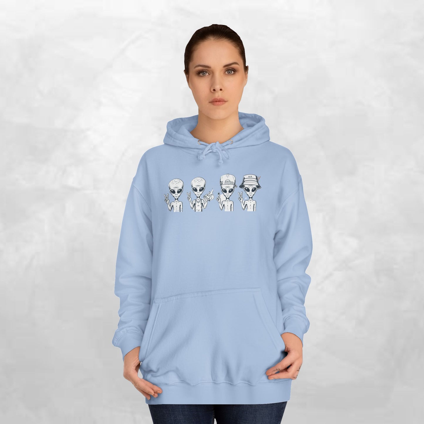 Retro Alien College Hoodie - Unisex Warm Sweatshirt for Campus Style