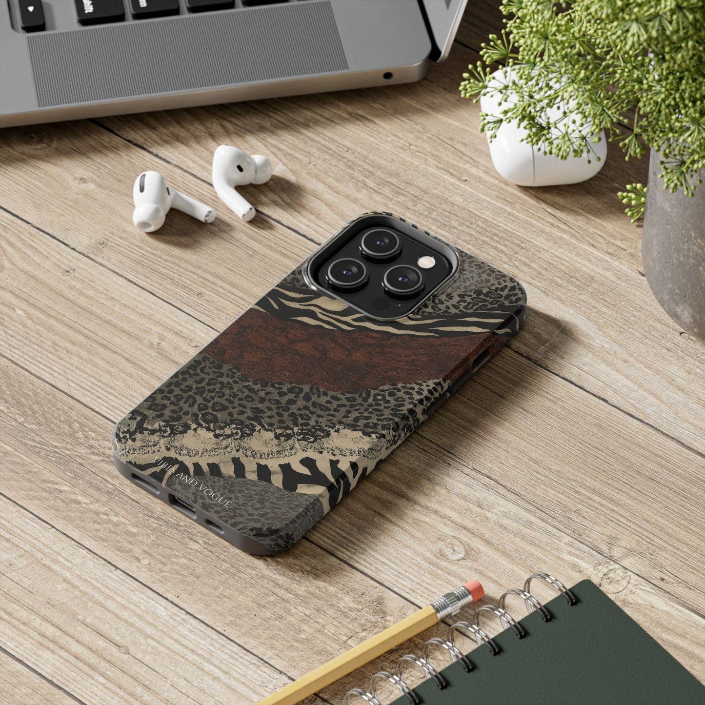 Safari Patchwork Tough Phone Case — Brown Leopard & Zebra Animal Print