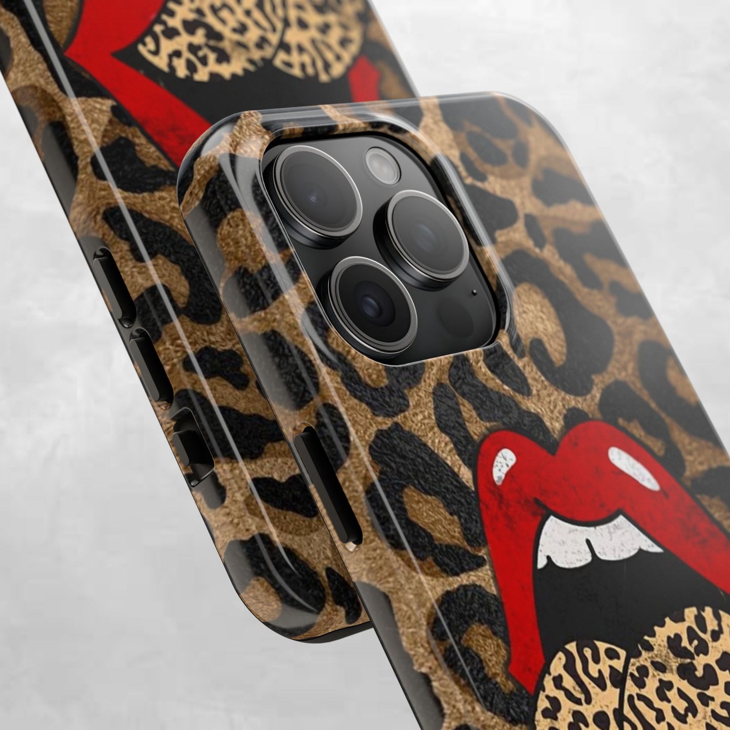 Leopard Lip Tough Phone Case — Bold Animal Print Phone Cover