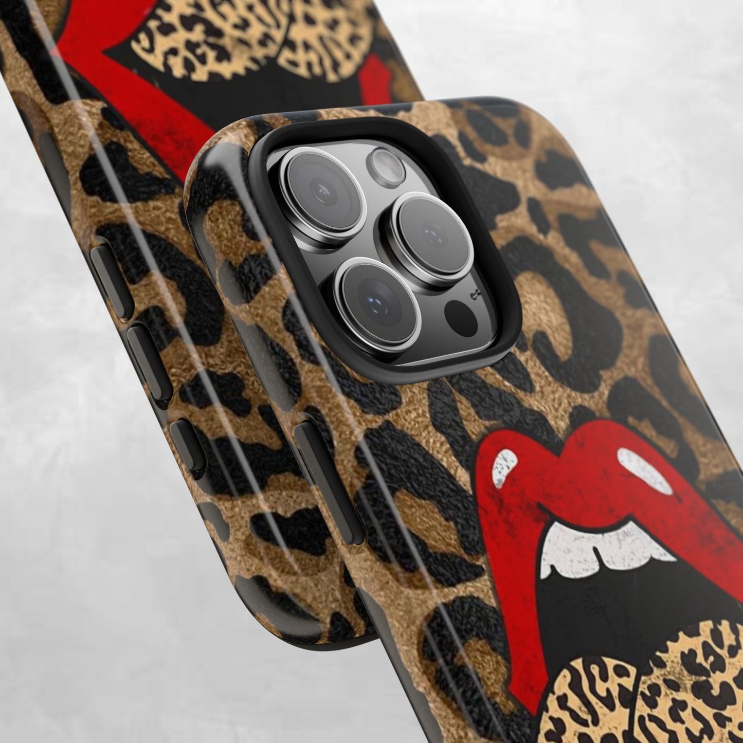 Leopard Lip Tough Phone Case — Bold Animal Print Phone Cover