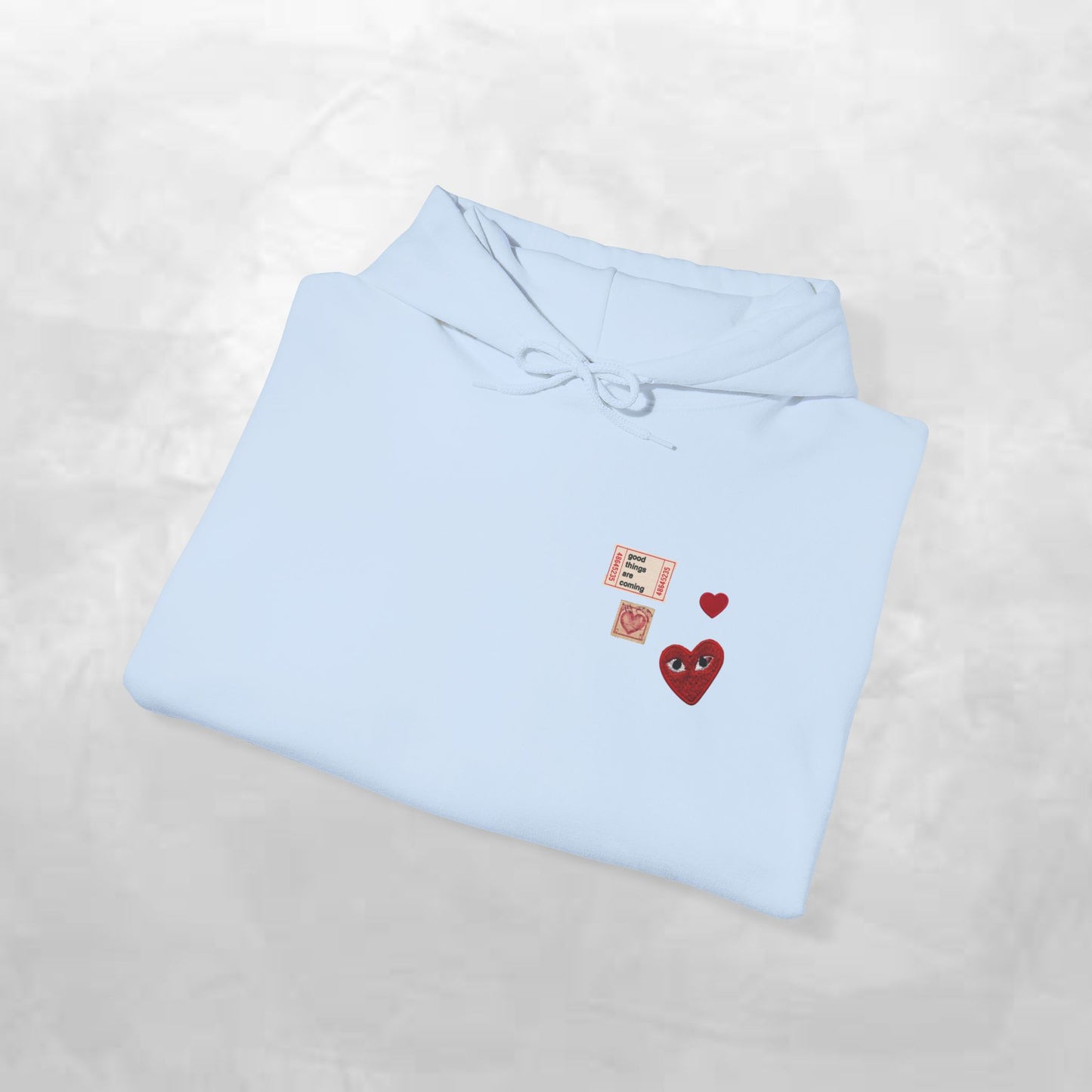 Hoodie — Tiny Vintage Valentine Hearts Chest Print