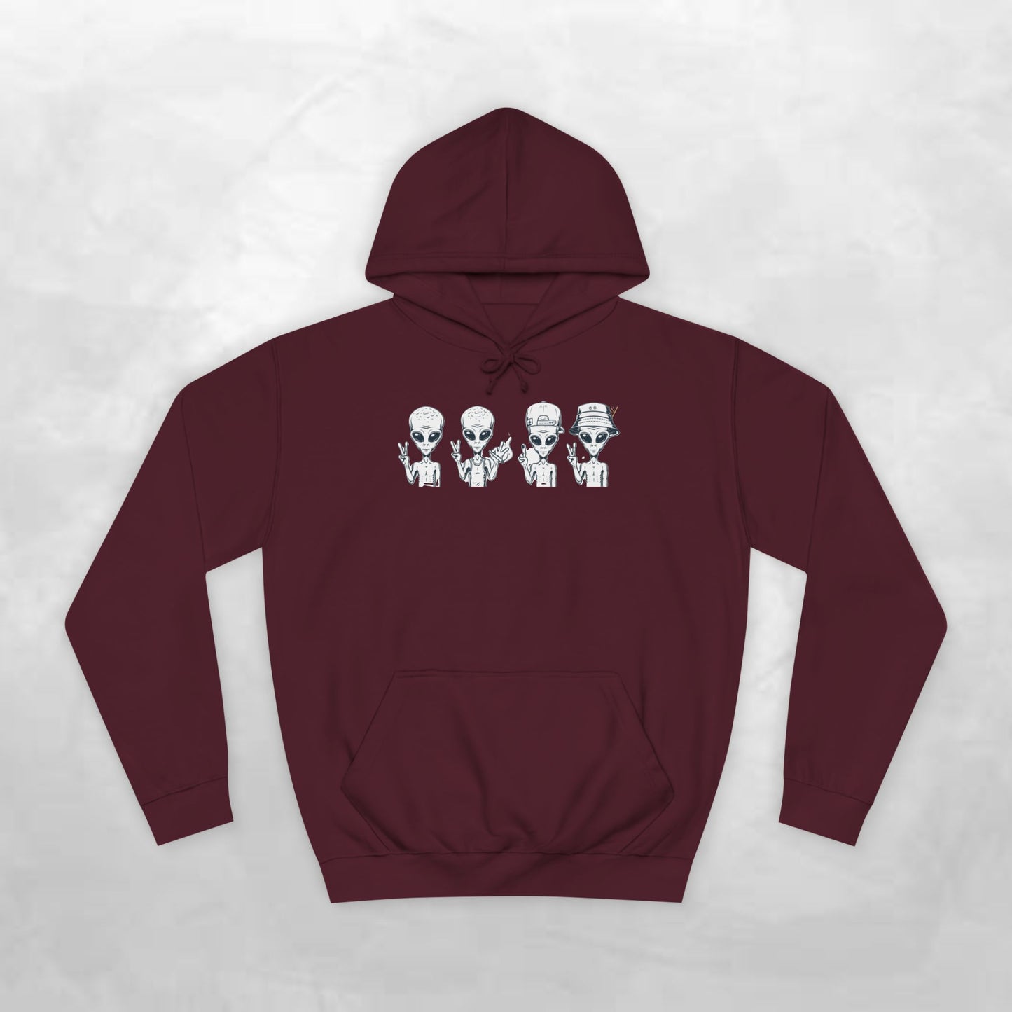 Retro Alien College Hoodie - Unisex Warm Sweatshirt for Campus Style