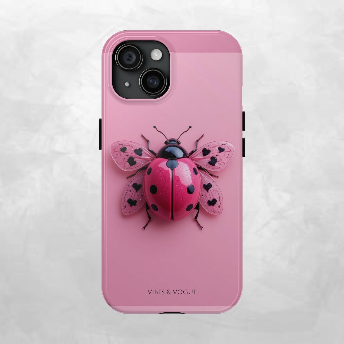 Pink Ladybug Tough Phone Case, Cute Phone Cover, Bug Lover Gift, Durable Smartphone Shell, Protective Tech Accessory