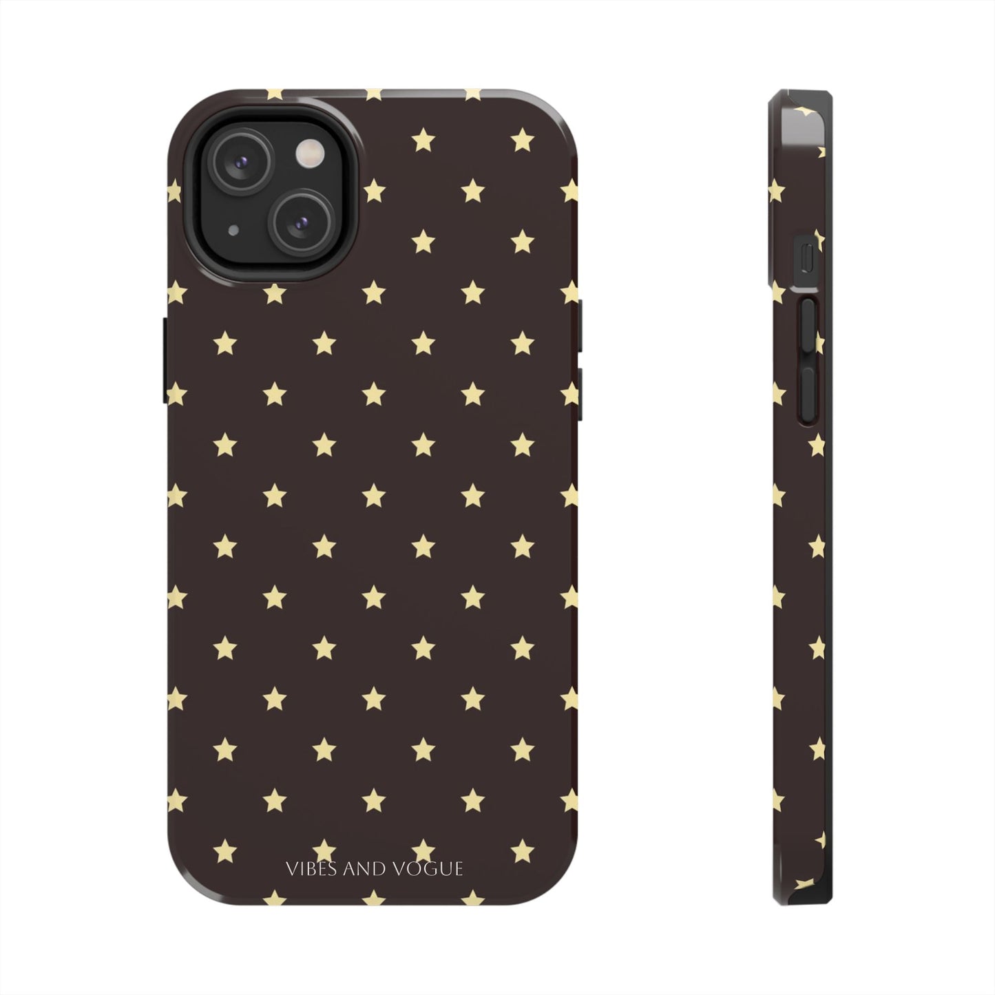 Star Pattern Tough Phone Case — Gold Stars on Chocolate Brown