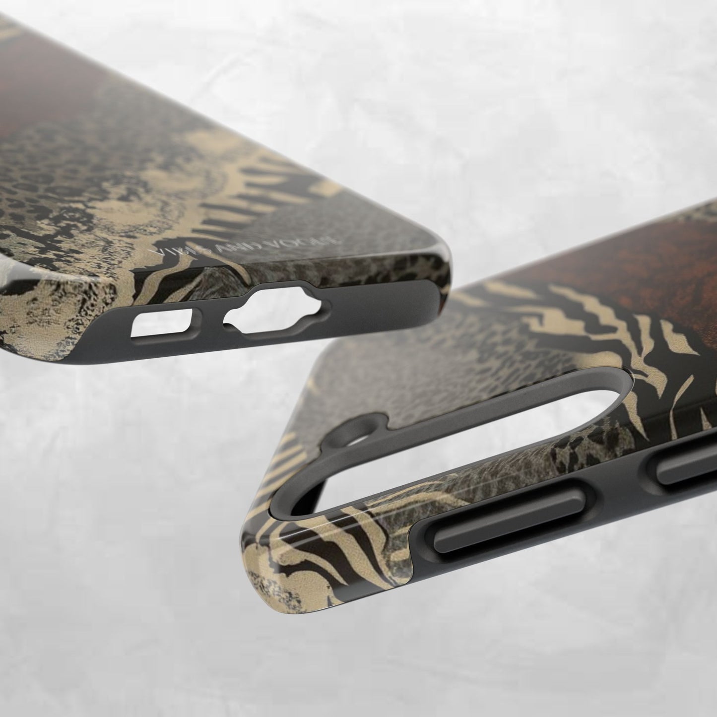 Safari Patchwork Tough Phone Case — Brown Leopard & Zebra Animal Print