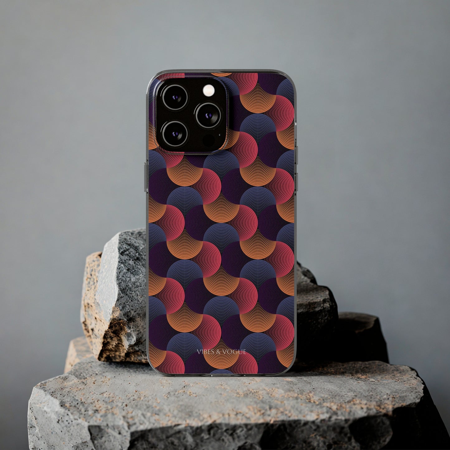 Colorful Retro Wave Clear Silicone Phone Case