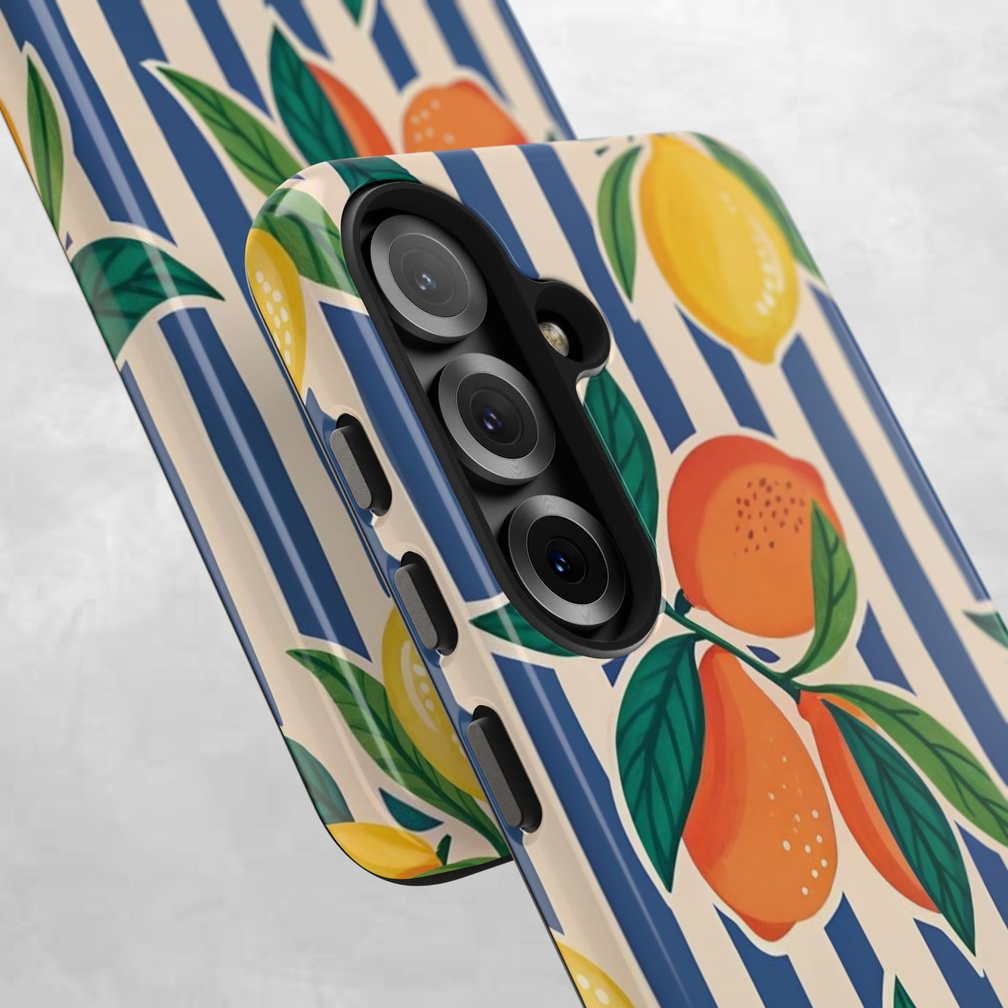 Lemon & Orange Stripe Tough Phone Case — Vibrant Citrus Pattern Protective Cover
