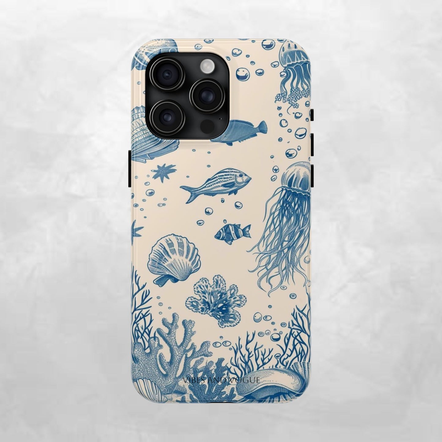 Ocean Blue Marine Pattern Tough Phone Case