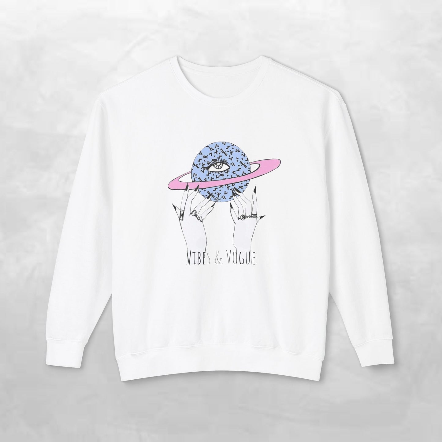 Cosmic Vibes Unisex Lightweight Crewneck Sweatshirt - Perfect for Casual Wear, Gift for Friends, Space Theme, Festivals, Everyday Comfort