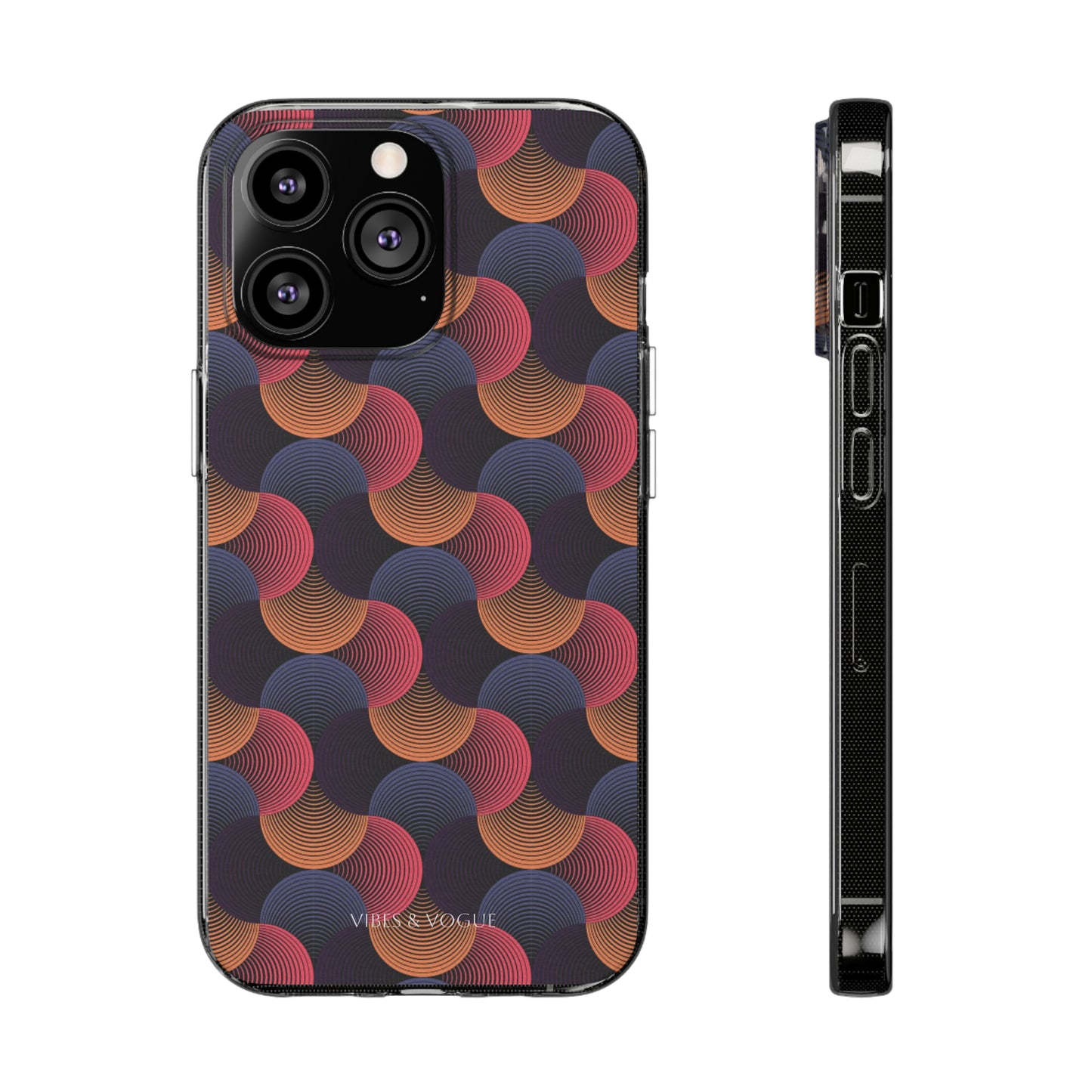 Colorful Retro Wave Clear Silicone Phone Case
