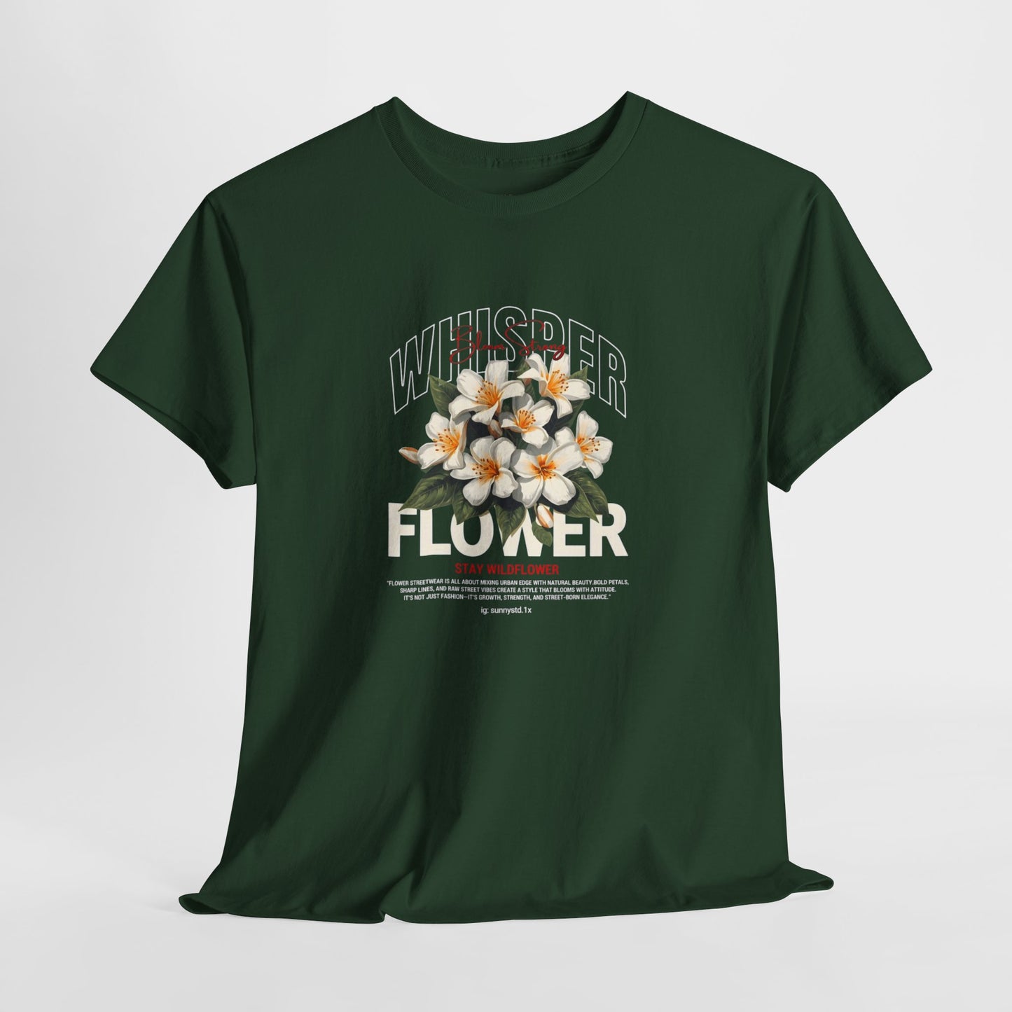 Floral "Whisper Flower" Graphic Tee — Vintage Plumeria Blossom Shirt