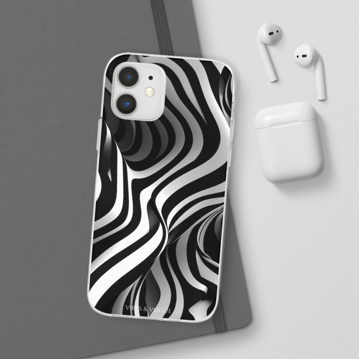 Stylish Phone Cases, Trendy Flexi Cases for iPhone, Black and White Art Case, Gifts for Him/Her, Phone Accessories, Unique Design
