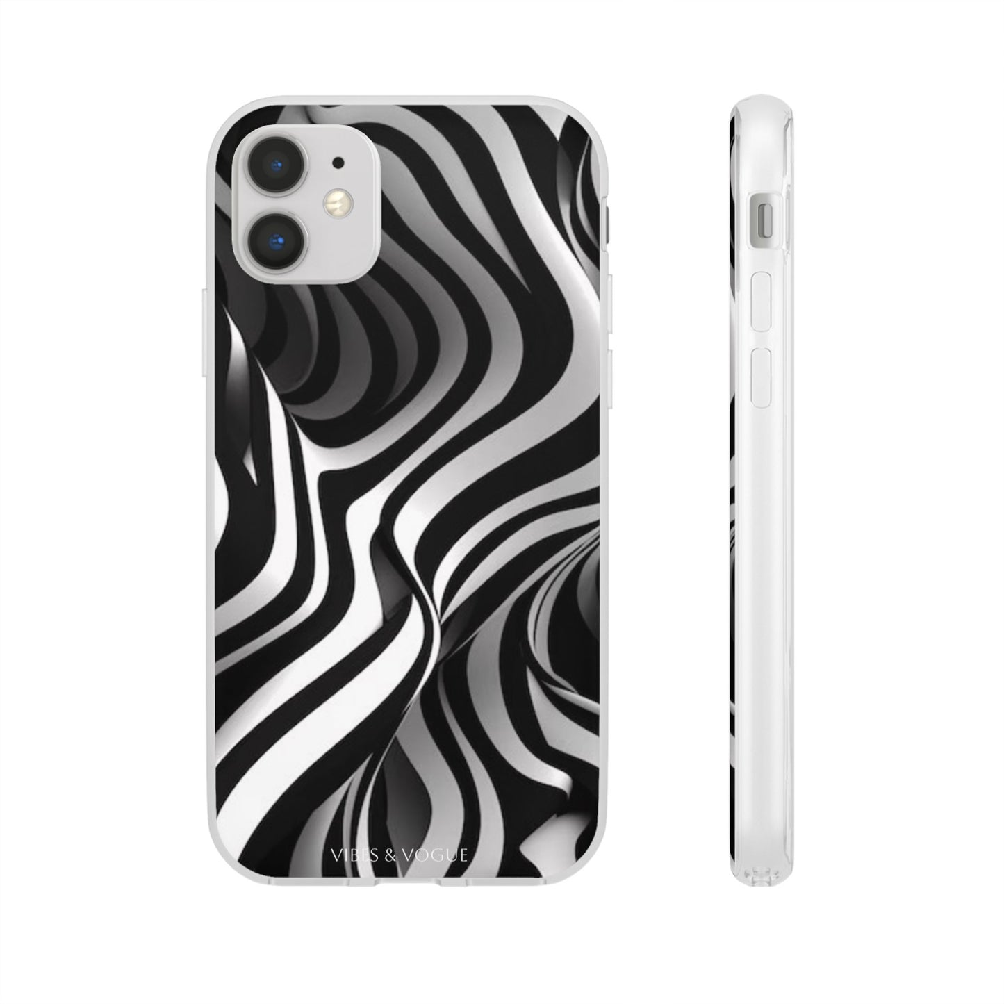 Stylish Phone Cases, Trendy Flexi Cases for iPhone, Black and White Art Case, Gifts for Him/Her, Phone Accessories, Unique Design