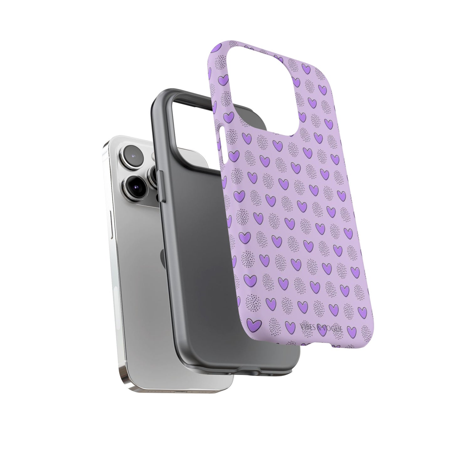 Purple Heart Pattern Phone Case - Tough Cases for a Stylish & Protective Vibe