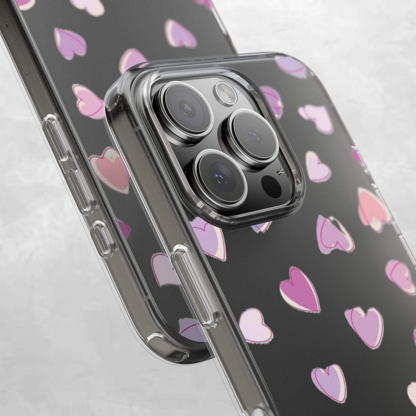 Heart Pattern Clear Case, Cute Phone Cover, Valentine's Day Gift, Trendy Phone Accessory, Love Theme Case