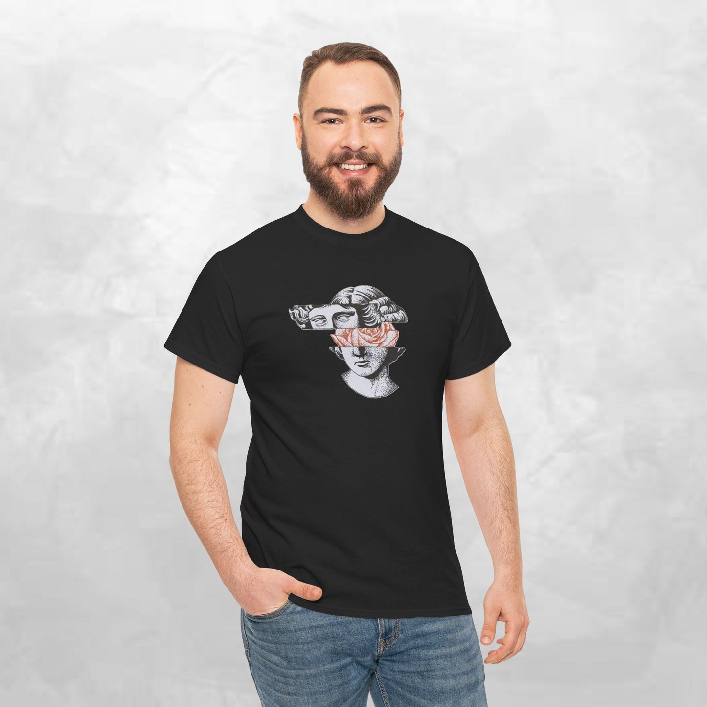 Artistic Unisex Heavy Cotton Tee – Abstract Face Design