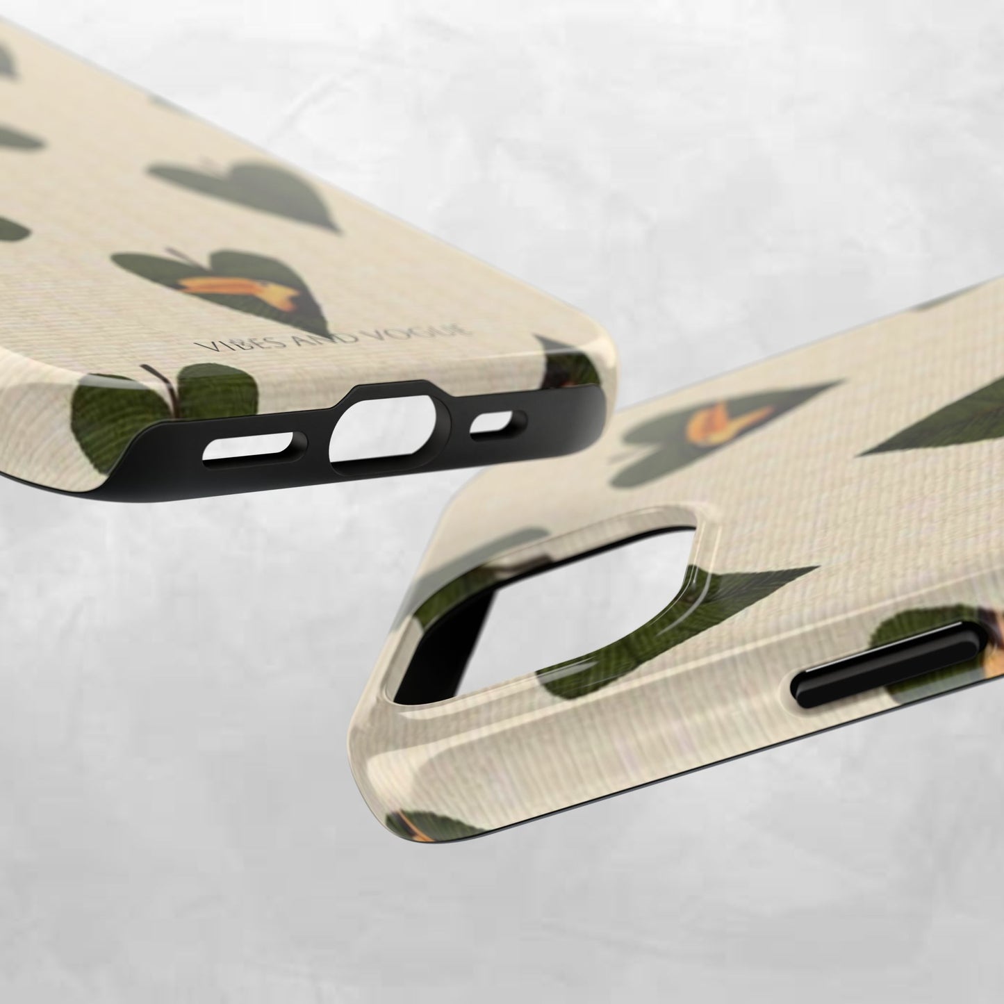 Tough Phone Case — Green Leaf Heart Pattern Tough Phone Case (Vibes and Vogue)