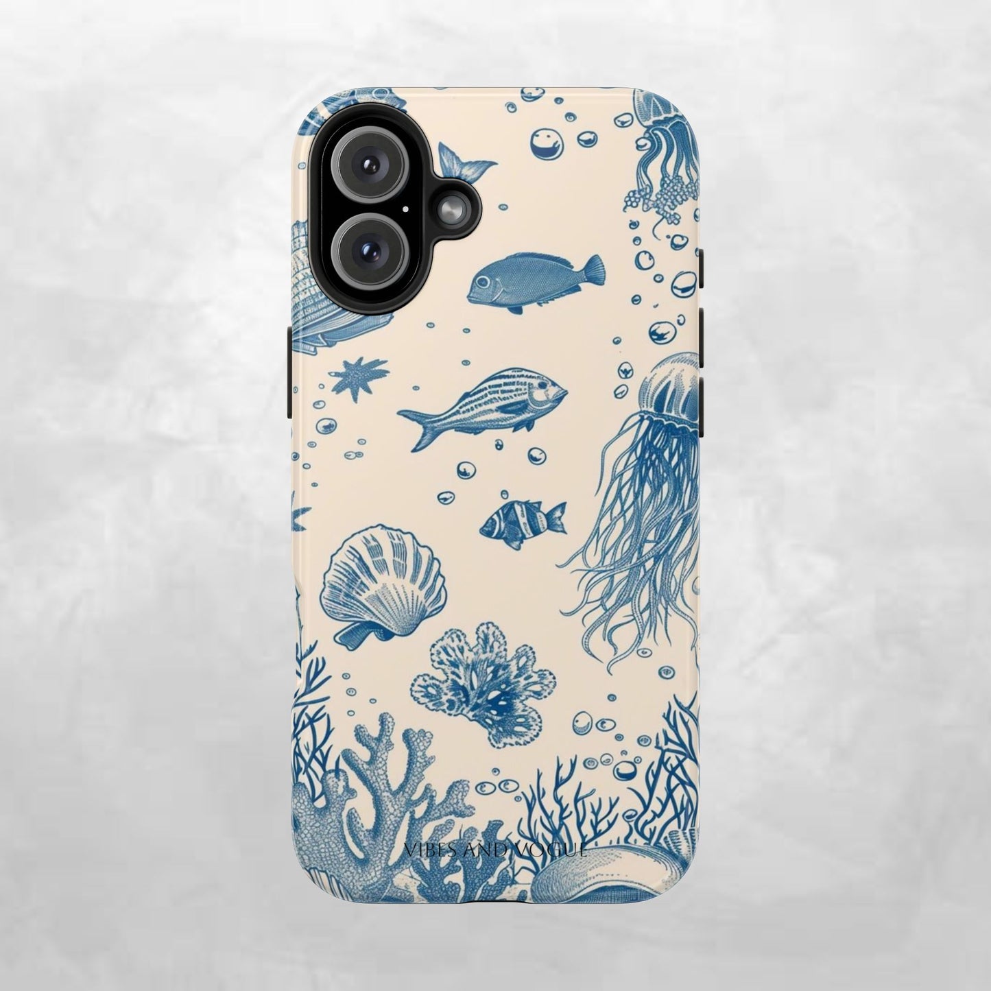 Ocean Blue Marine Pattern Tough Phone Case