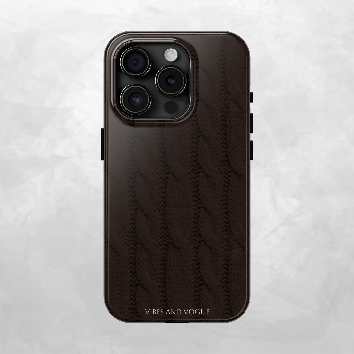 Cable Knit Chocolate Tough Phone Case — Vibes and Vogue Protective Cover