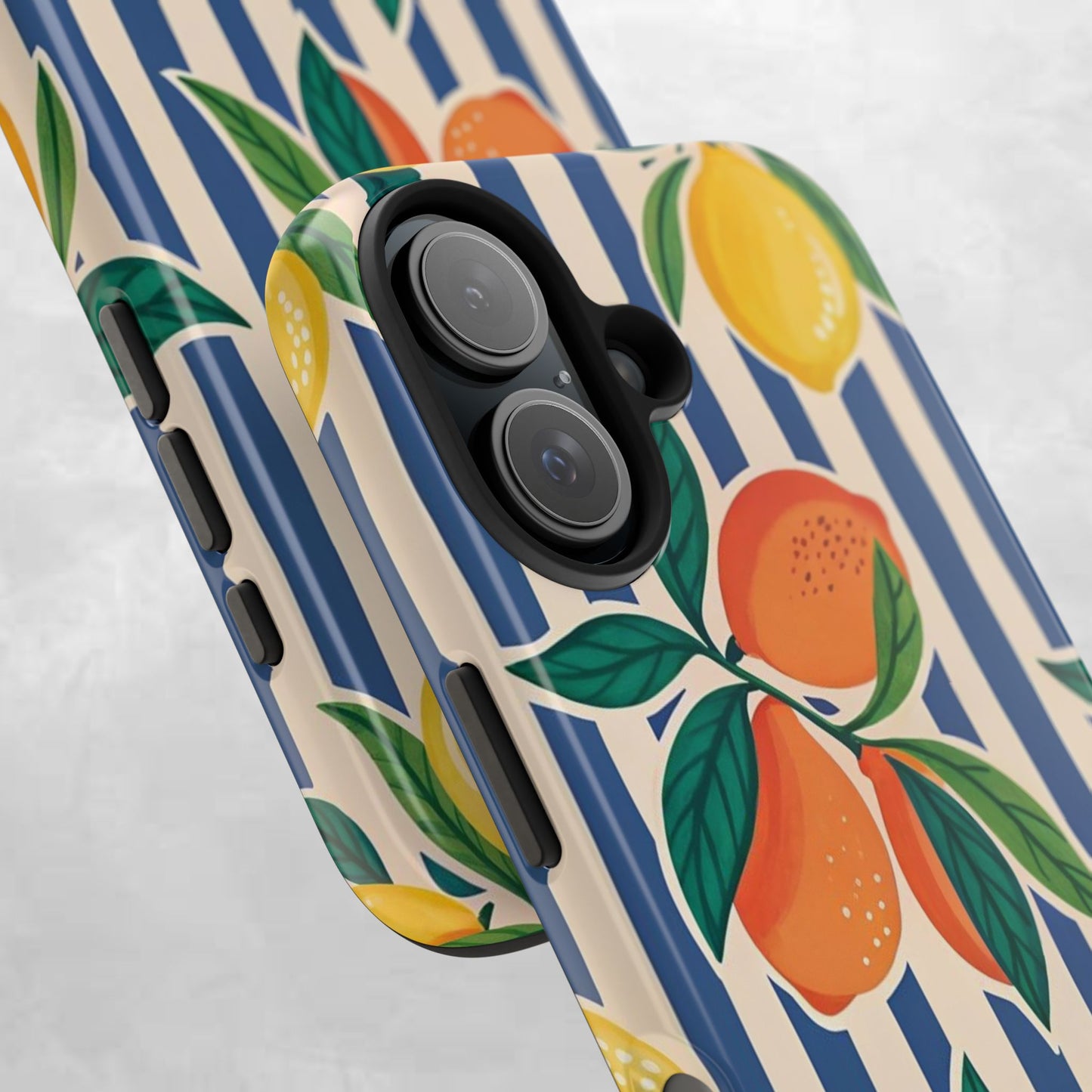 Lemon & Orange Stripe Tough Phone Case — Vibrant Citrus Pattern Protective Cover