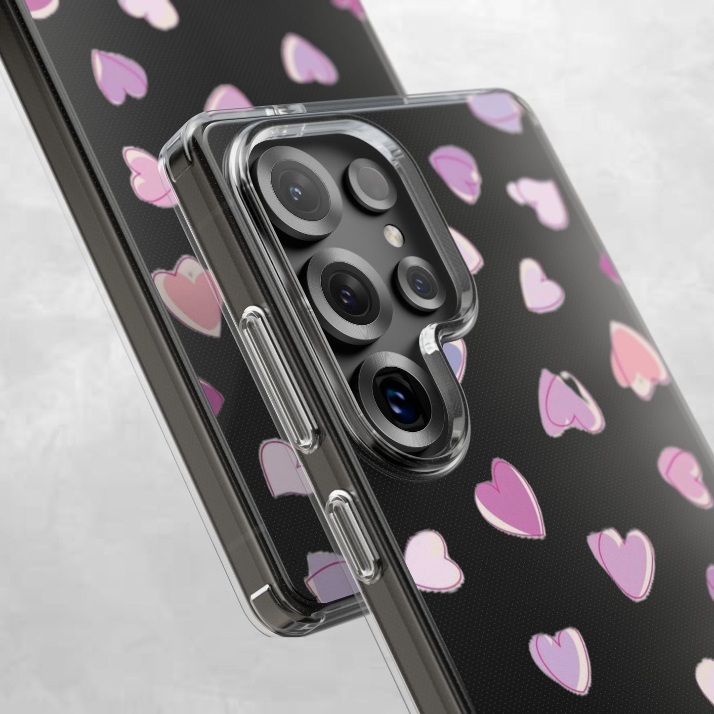 Heart Pattern Clear Case, Cute Phone Cover, Valentine's Day Gift, Trendy Phone Accessory, Love Theme Case