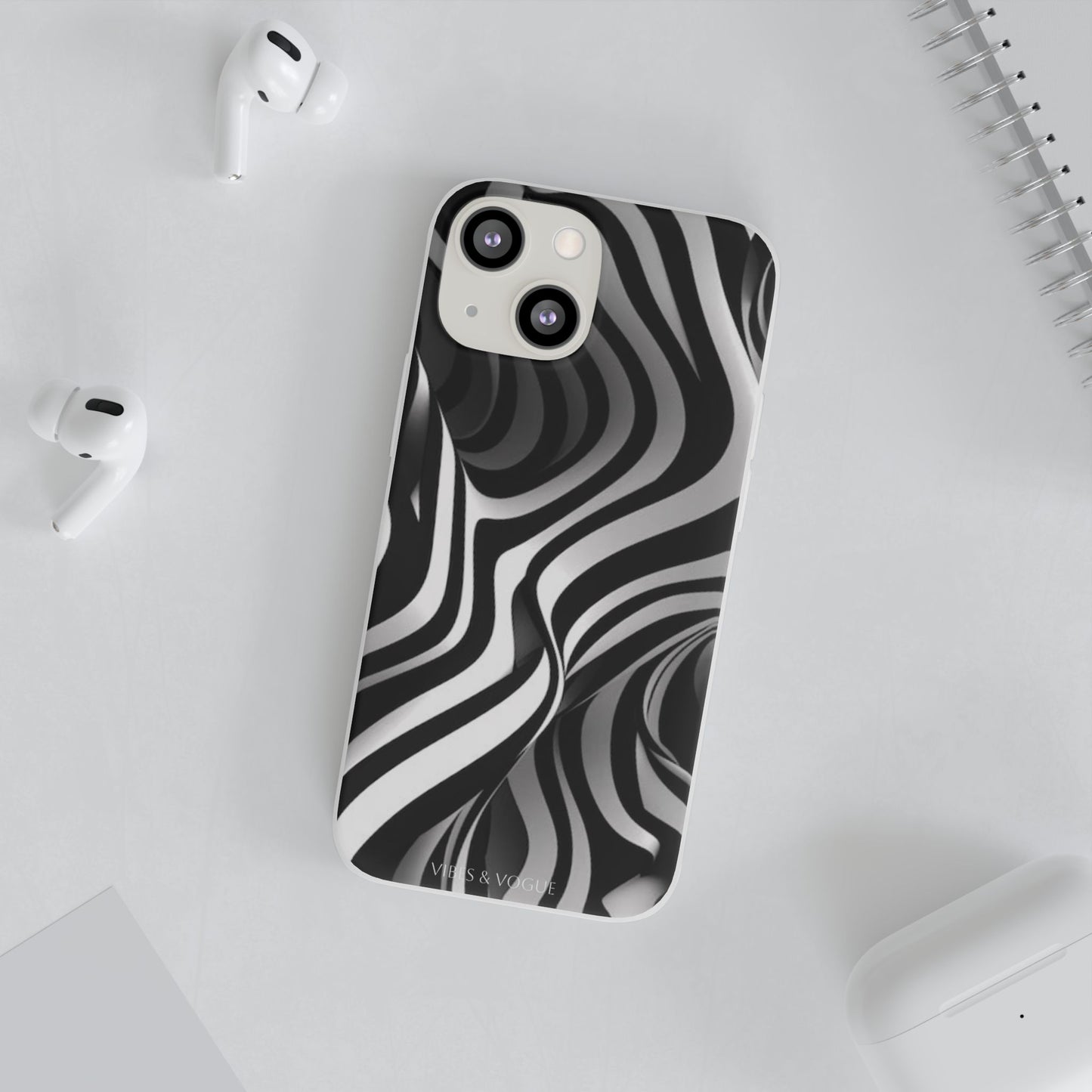 Stylish Phone Cases, Trendy Flexi Cases for iPhone, Black and White Art Case, Gifts for Him/Her, Phone Accessories, Unique Design