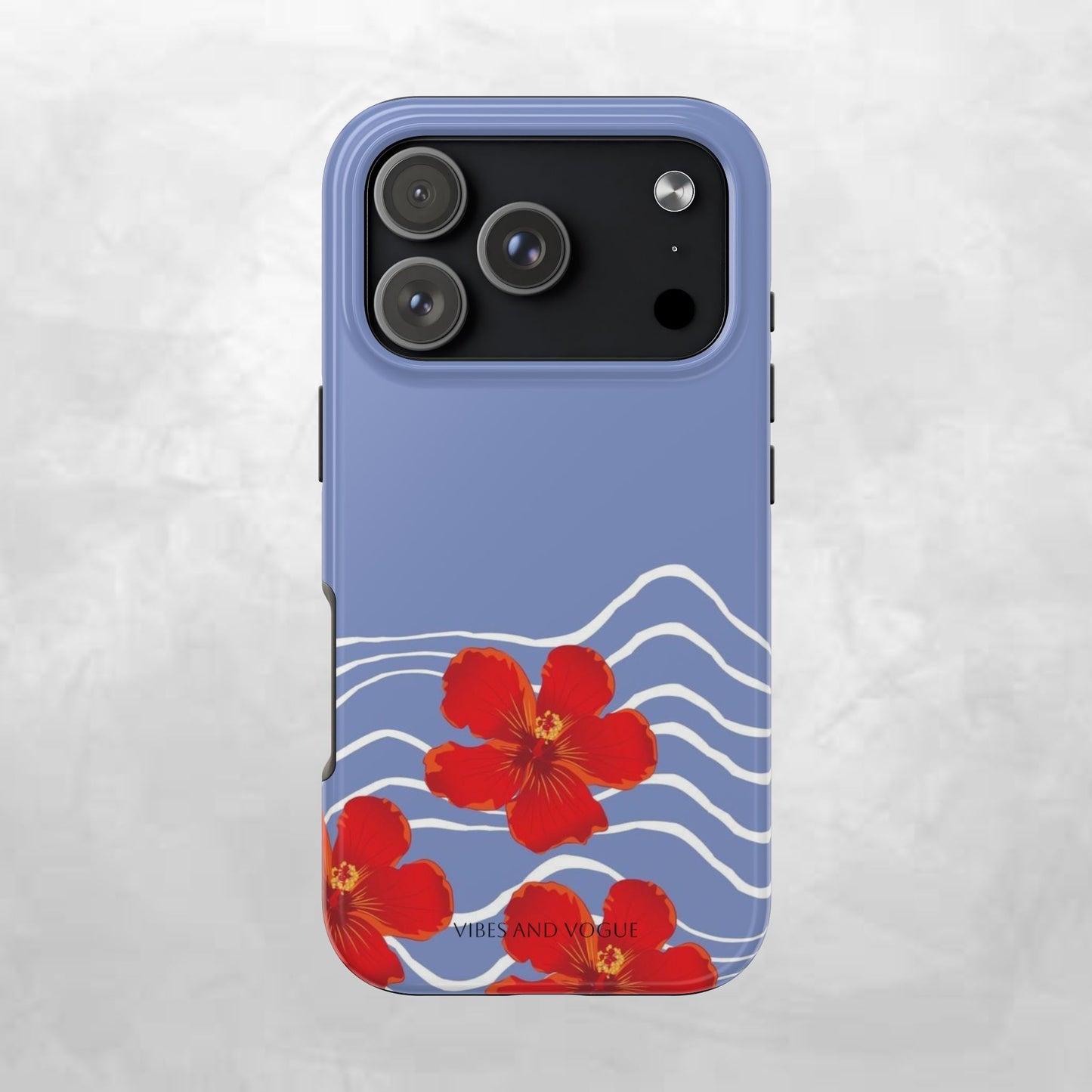 Tough Phone Case — Red Hibiscus Waves (Durable Protective Phone Cover)