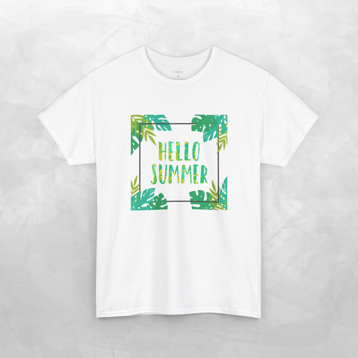 Hello Summer Unisex Heavy Cotton Tee – Tropical Vibe Summer Shirt