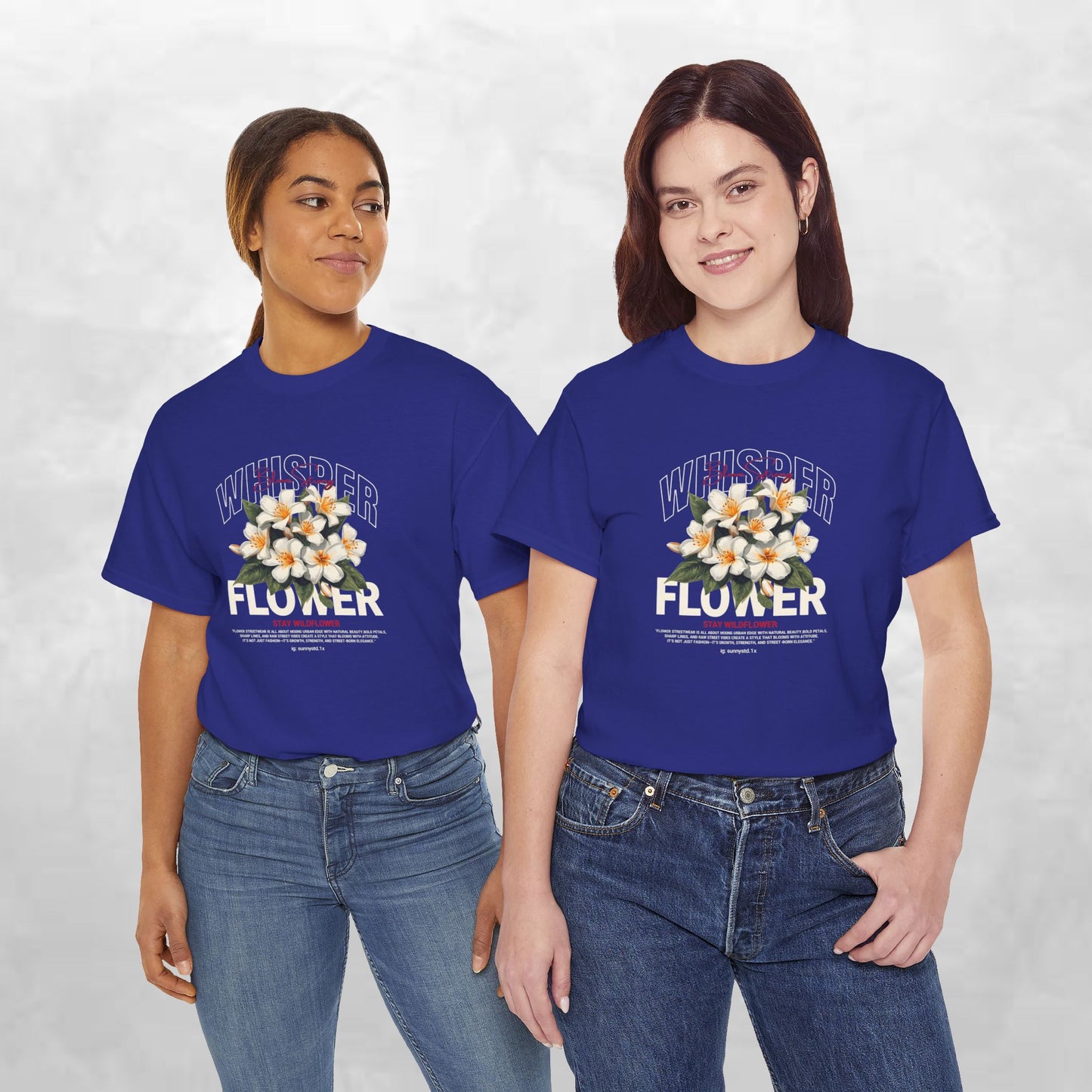 Floral "Whisper Flower" Graphic Tee — Vintage Plumeria Blossom Shirt