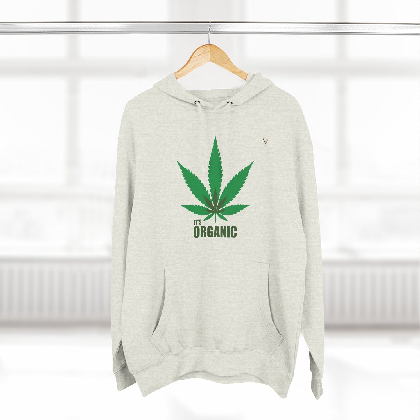Organic Hemp Leaf Fleece Hoodie - Eco-Friendly Cannabis Apparel